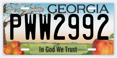 GA license plate PWW2992
