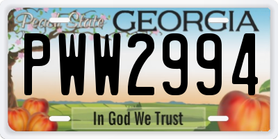GA license plate PWW2994