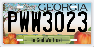 GA license plate PWW3023