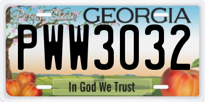GA license plate PWW3032