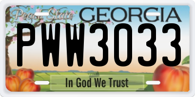 GA license plate PWW3033