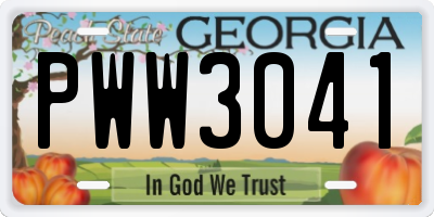 GA license plate PWW3041