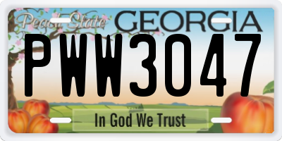 GA license plate PWW3047