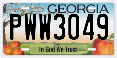 GA license plate PWW3049