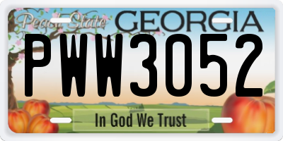 GA license plate PWW3052