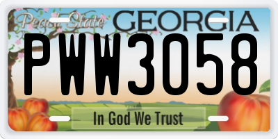 GA license plate PWW3058