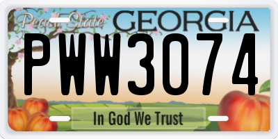 GA license plate PWW3074
