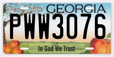 GA license plate PWW3076