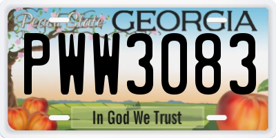GA license plate PWW3083