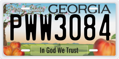 GA license plate PWW3084