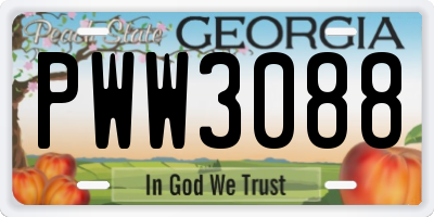 GA license plate PWW3088