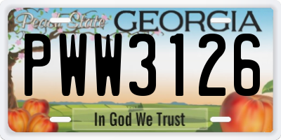 GA license plate PWW3126