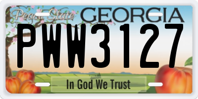 GA license plate PWW3127