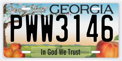 GA license plate PWW3146