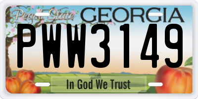 GA license plate PWW3149