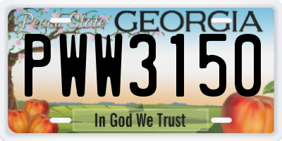 GA license plate PWW3150