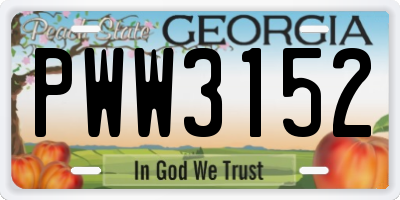 GA license plate PWW3152