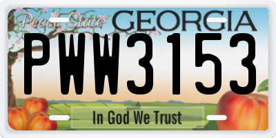 GA license plate PWW3153