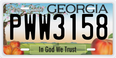 GA license plate PWW3158