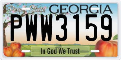 GA license plate PWW3159