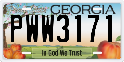 GA license plate PWW3171