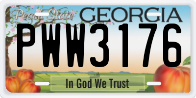 GA license plate PWW3176