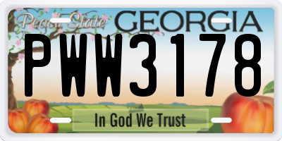 GA license plate PWW3178