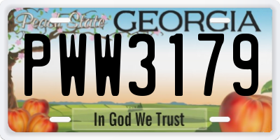 GA license plate PWW3179