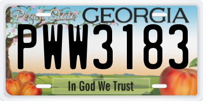 GA license plate PWW3183