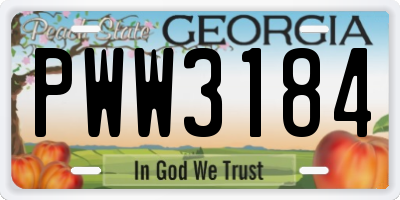 GA license plate PWW3184