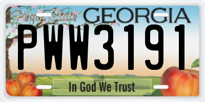 GA license plate PWW3191