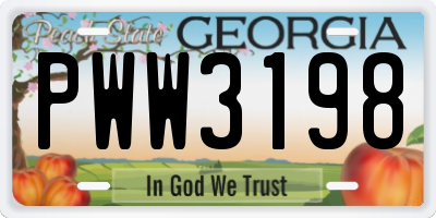 GA license plate PWW3198