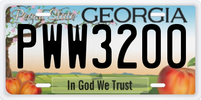 GA license plate PWW3200