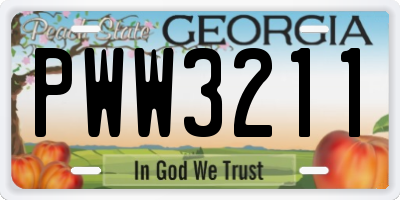 GA license plate PWW3211
