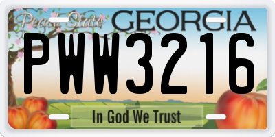 GA license plate PWW3216