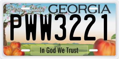 GA license plate PWW3221