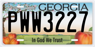 GA license plate PWW3227