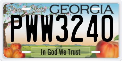 GA license plate PWW3240