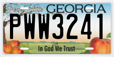 GA license plate PWW3241