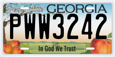 GA license plate PWW3242