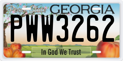 GA license plate PWW3262