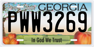 GA license plate PWW3269