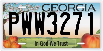 GA license plate PWW3271