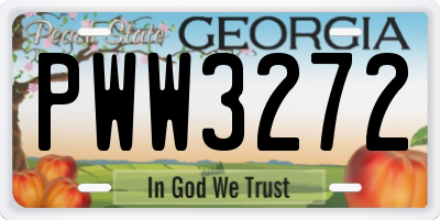 GA license plate PWW3272
