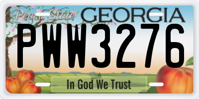 GA license plate PWW3276