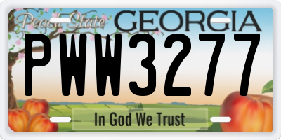 GA license plate PWW3277