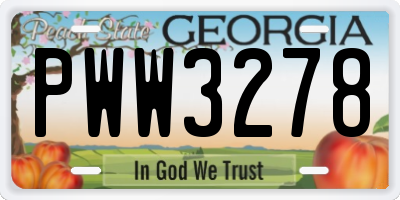 GA license plate PWW3278