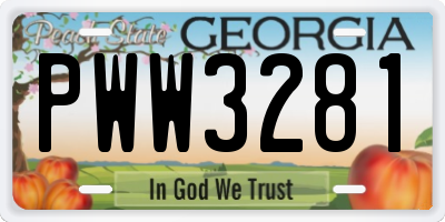 GA license plate PWW3281