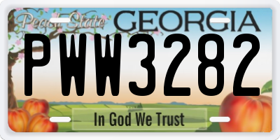 GA license plate PWW3282