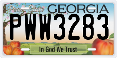 GA license plate PWW3283